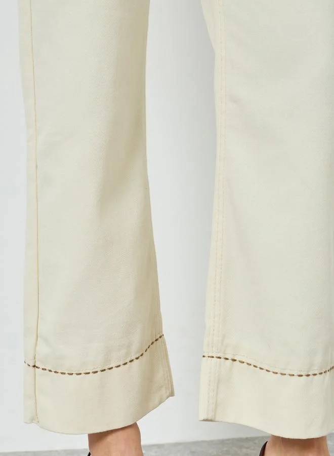 Styli Women Off-White Wide-Leg Jeans